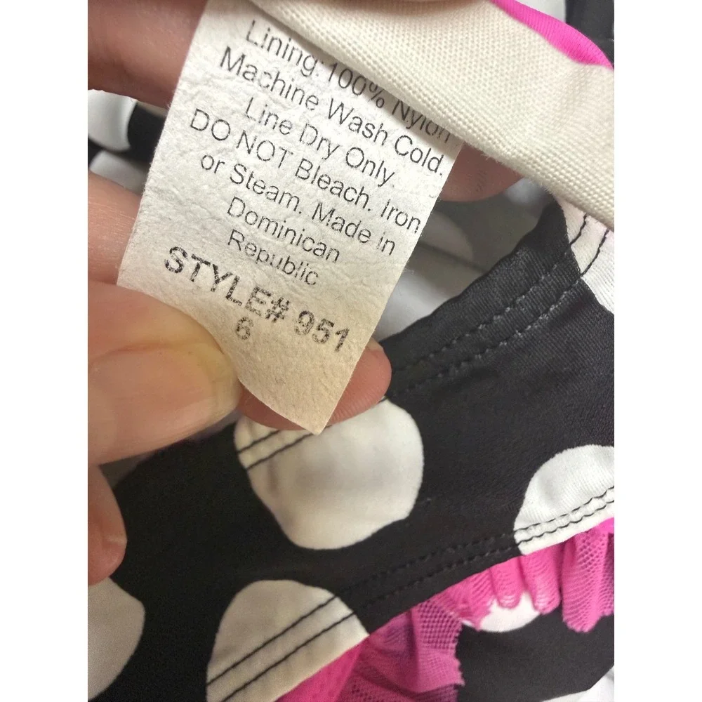 Frankie & Daisy Corky Girls Polka Dot Tankini Skirted Swimsuit‎ Set Pink Black 6